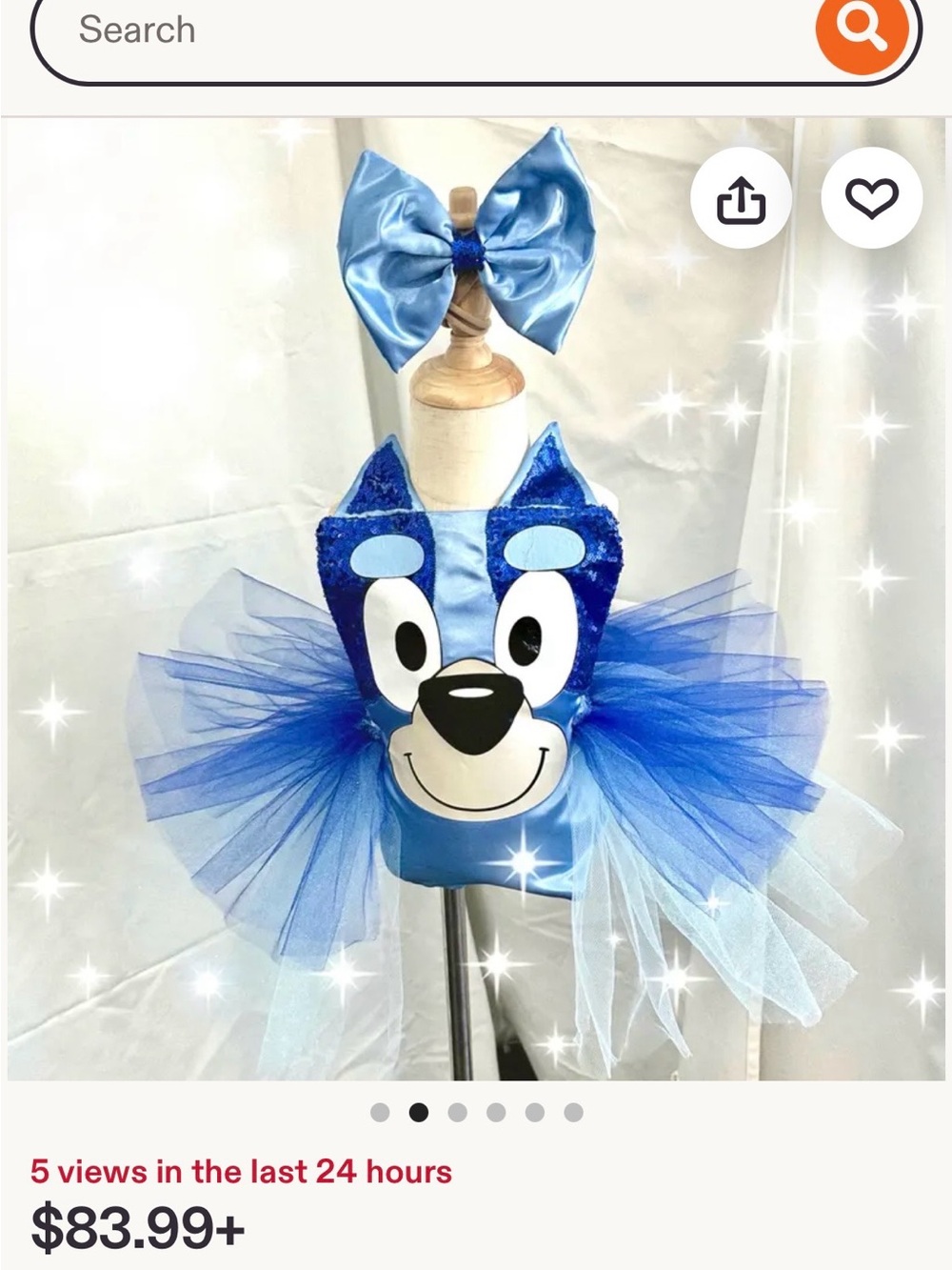 Hand Crafted Blue Tutu Bluey Costume (bow not included) - worn once like new 3T